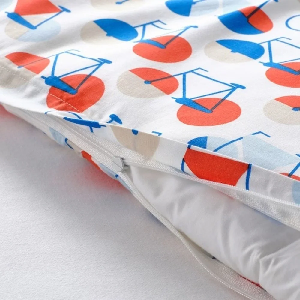 Ikea Sportslig Twin Duvet Cover + 1 Pillowcase Bicycle Pattern White Blue Orange